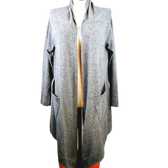 LUTZ & PATMOS SZ XS/S Cashmere Wool Blend Long Line Open Cardigan Gray - Picture 2 of 8
